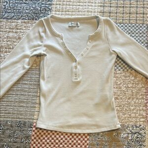 Hollister Cream Ribbed Long Sleeve Top